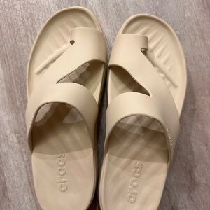 Crocs Women's Beige Platform Slide Sandals - Lightweight Comfort